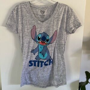 DISNEY STITCH v-neck tee shirt heathered grey short sleeve park world resort